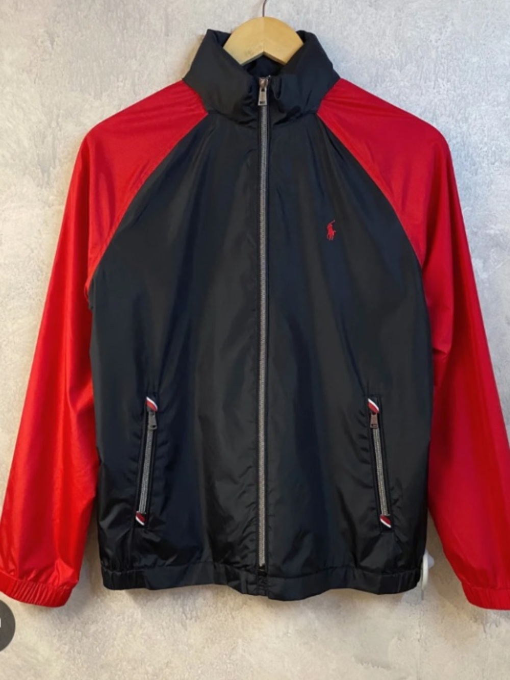Polo by Ralph Lauren Black & Red Raglan Windbreaker Jacket